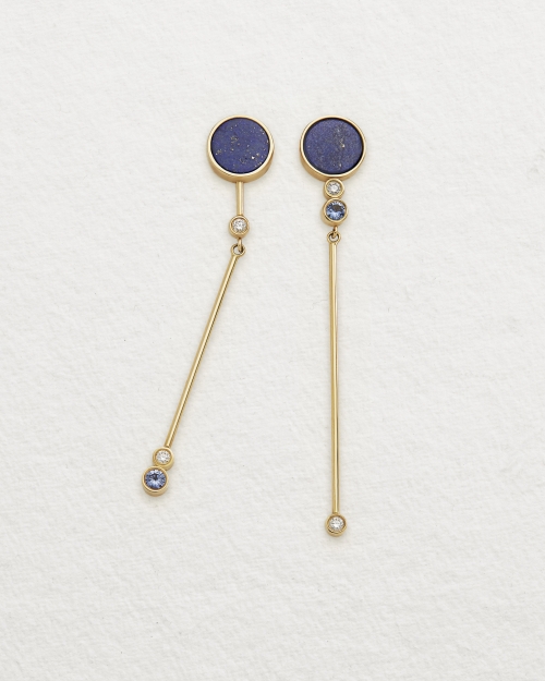 Guld øreringe lapis lazuli safir